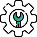 a man standing in front of a gearwheel with a wrenet