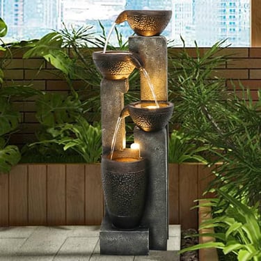 Buy elegant stone and fiber water fountains in Bangalore to enhance outdoor spaces