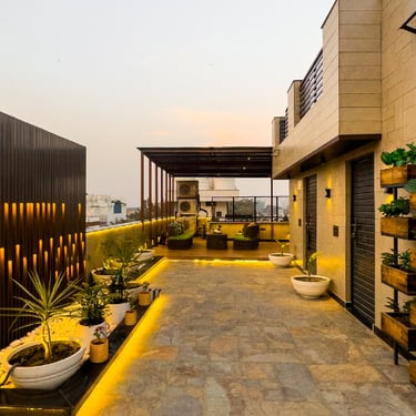 Beautifully designed themed terrace garden with customized outdoor décor in Bangalore.