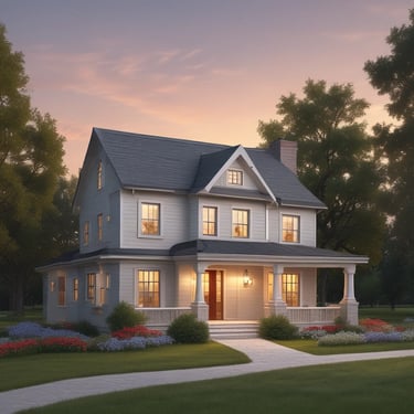 A row of three connected buildings, each with distinct architectural styles. The central building is painted bright green with a sign indicating a location for lease. It has four windows, and graffiti is visible at the top. To the left is a red brick building with two recessed windows, while the right building is white with a display window featuring a 'SALE' sign. A street runs in front of the buildings with a visible sidewalk.