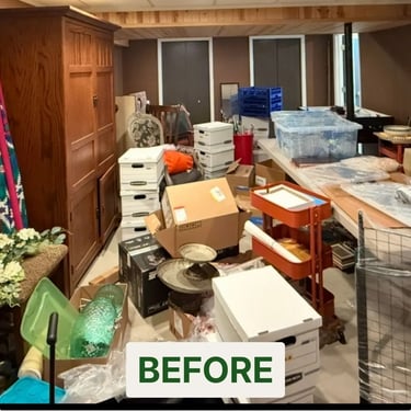 Before photo of basement following a property cleanout in Rochester Hills, MI