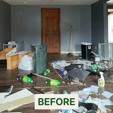 Before photo of living room following a property cleanout in Sterling Heights, MI