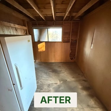 Image of cllean shed garage completely empty after property cleanout in Mtero Detroit