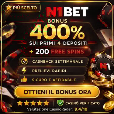 N1Bet bonus casinò non ADM fino al 400% + 200 free spins casinò online affidabile
