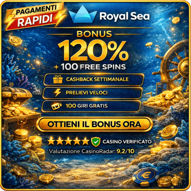 bonus RoyalSea casinò non ADM 120% + 100 free spins casinò online sicuro pagamenti veloci