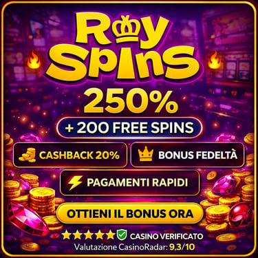 Royspins bonus casinò non ADM 250% + 200 free spins casinò online sicuro e veloce