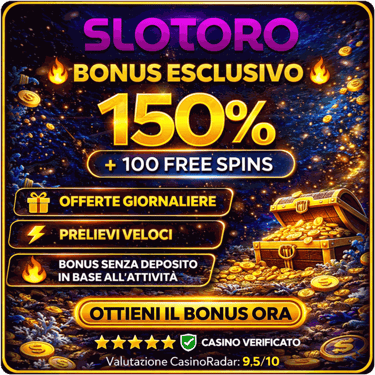 Slotoro bonus casinò non ADM 150% + 100 free spins casinò sicuro online Italia
