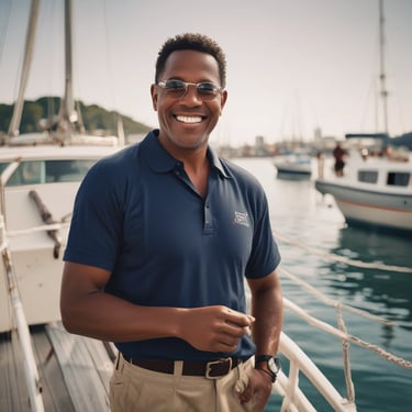 A close-up of a protective gas mask with straps and a transparent visor placed on top of a reflective metallic surface, next to a bright yellow safety helmet with a face shield attached.