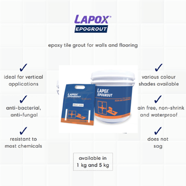 Lapox Epogrout-epoxy tile grout benefits