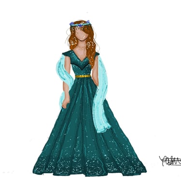 Teal Dress Design (Digital Drawing)