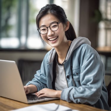 a woman with dreadlocks sitting in front of a laptop computer