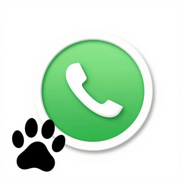 Green WhatsApp call icon with a black animal paw print for pet service contact information.