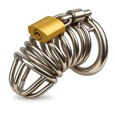 قفل العفة الرجالي المعدني بقفل أمان ذهبي وتصميم حلزوني  أدوات زوجية الدفع عند الاستلام 