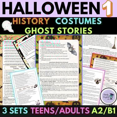 Halloween Reading Comprehension for English Lessons Digital and Printable