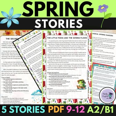 Spring End-of-the-year ELL ESL Reading comprehension Spring Stories