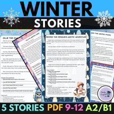 Winter End-of-the-year ELL ESL Reading comprehension Winter Stories