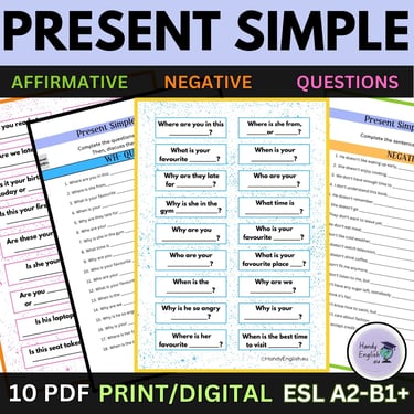 Present Simple Worksheets and Speaking Cards