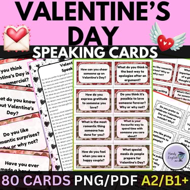 Valentine's Day Speaking Cards, Digital & Printable Activity ESL ELA ELL