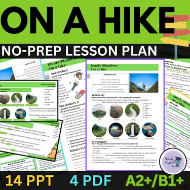 ESL A2/B1 lesson on hiking with travel vocabulary and speaking practice