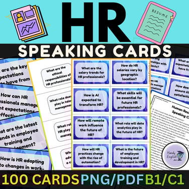 ENGLISH FOR HR ( Human Resources - Business English) - Speaking Cards for ESL and ELA and/or for HR 