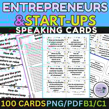 English for Entrepreneurs Start-Ups Business English Speaking Cards ESP
