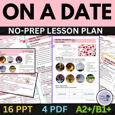 Valentine's Day "On a Date" Survival English no-prep lesson plan ELA ELL ESL