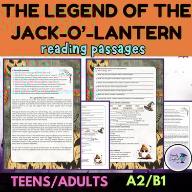 Halloween Reading Comprehension for English Lessons Digital and Printable