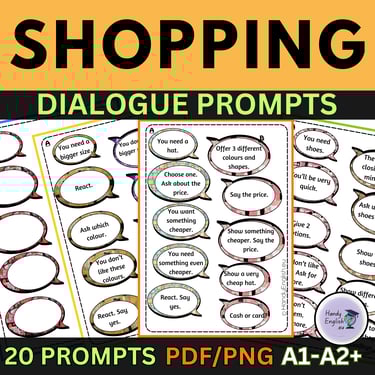 ESL ELA SHOPPING Beginner Dialogue Prompts Newcomers A1-A2+