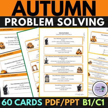 ESL ELA Fall Halloween Thanksgiving Problem-Solving Speaking