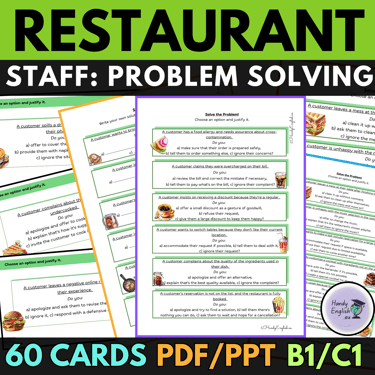 ESL ELA Restaurant STAFF Problem-Solving Communicative Activity Speaking