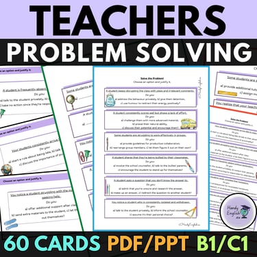 ESL ELA Back to School Teacher Problem-Solving Communicative Activity Speaking