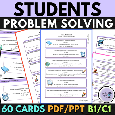 ESL ELA Back to School Problem Solving Communicative Activity Speaking