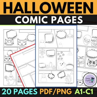 Halloween COMIC pages ELL ESL French Spanish German