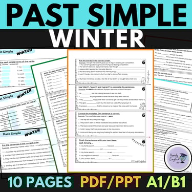 Past Simple for winter english lessons worksheets and grammar