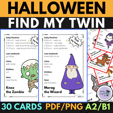 a Halloween grammar and vocabulary game