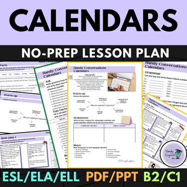 Calendars, Winter and New Year English lesson plan pdf ppt