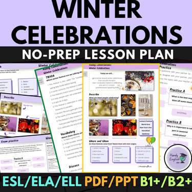 esl efl ell winter celebrations lesson plan and activities for adults and teenagers