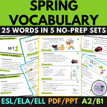 Spring Easter Vocabulary A2 B1 ESL Speaking task cards worksheets