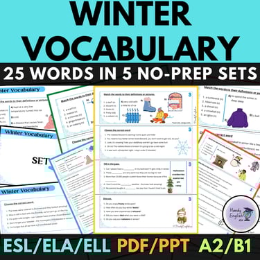 English Worksheets Vocabulary ESL Winter and Christmas speaking cards