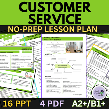 esl efl ell customer service lesson plan, activities for adults and teenagers