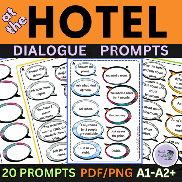 ESL ELA at the hotel dialogues for tourism Beginner Dialogue Prompts Newcomers A1-A2+