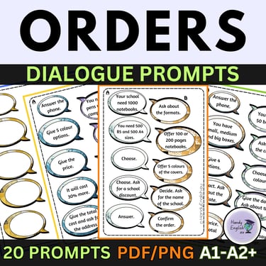 ESL ELA Taking Orders Business Beginner Dialogue Prompts Newcomers A1-A2+