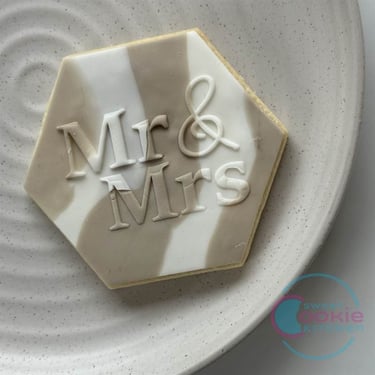 Wedding fondant cookie, Mr and Mrs marble cookie