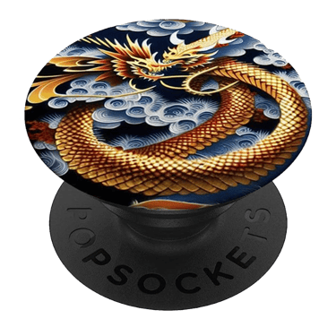Shengekka - Shan Shankaran - Twin Golden Dragons in Clouds PopSockets Swappable PopGrip