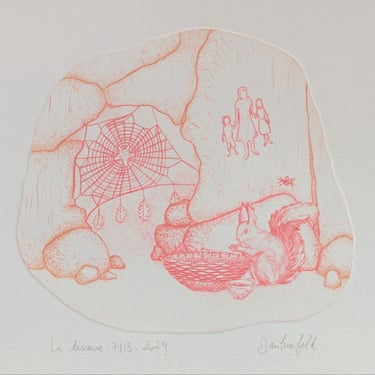 10ème mère rose Araignée écureuil gravure rhénalon