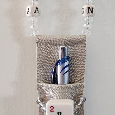 Clear Glass Crystal Beads on a Textured Ivory Lanyard