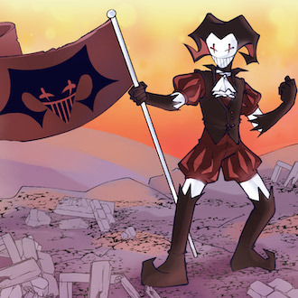 ClownPierce holding a flag