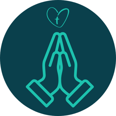 Praying hands icon illustrating that Christian writers have purposeful partnerships with KingdomCOMM