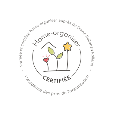 logo home organiser certifiée grenoble, académie des pros de l'organisation, temps et équilibre