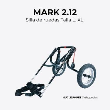 Silla de ruedas para perros fabricada por Nucleumpet en Colombia, ideal para mejorar la movilidad de